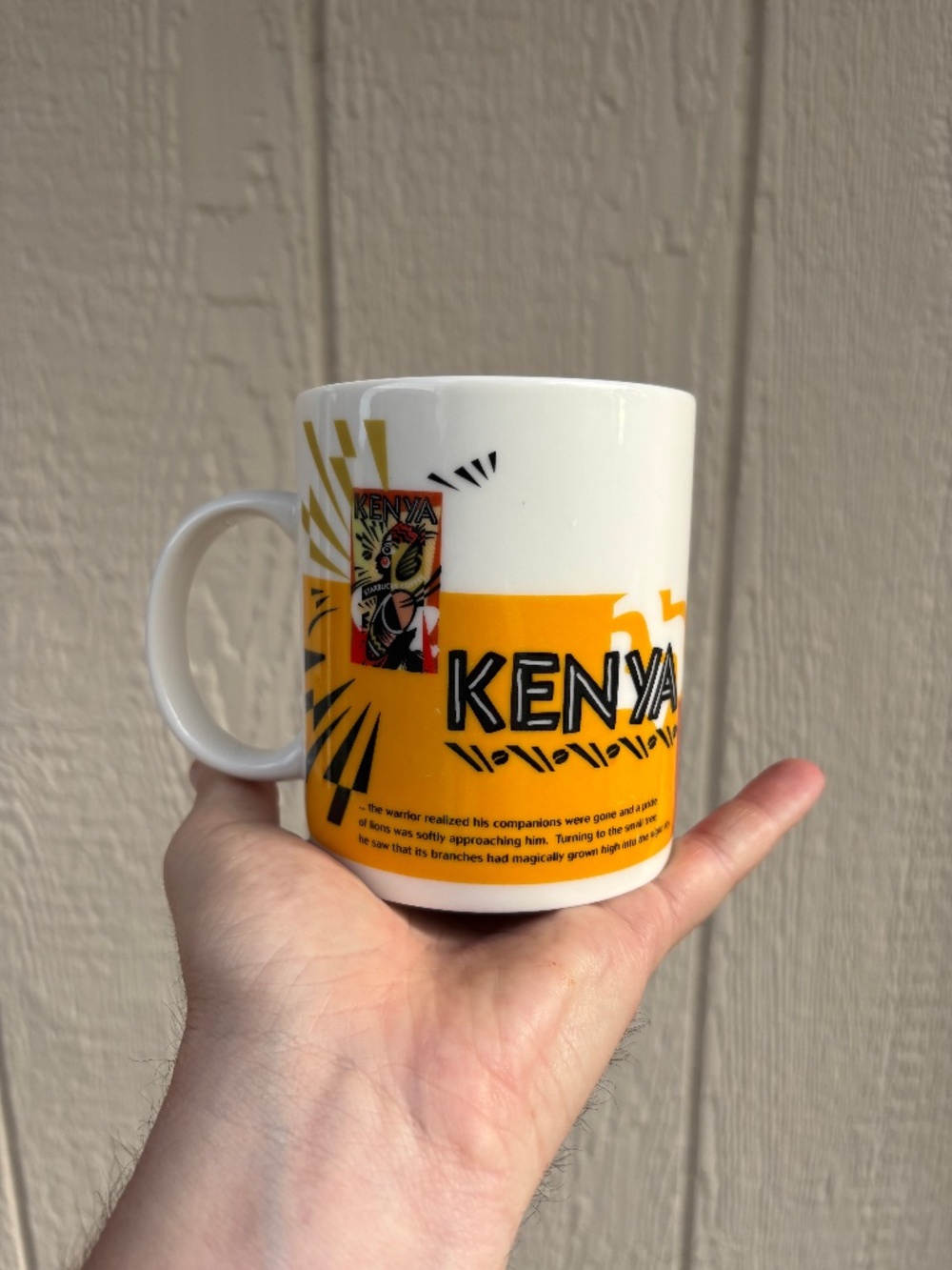 Vintage 1998 Starbucks Coffee Origin Blend Series Kenya Mug Warrior Lion Moon